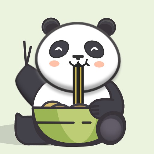 卡通熊猫吃面动态图素材